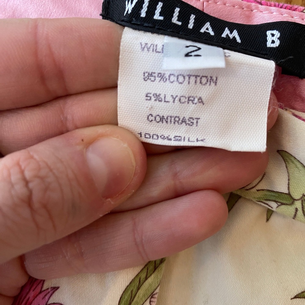 Vintage Y2K William B Floral Straight Leg Trousers Silk Trim Ankle Slit Size 2 4 - Picture 6 of 12
